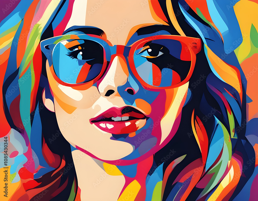 Naklejka premium colorful Impressionism Creativity with cool isolated pop art style background