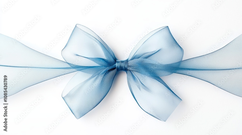 Naklejka premium Watercolor blue bow with soft shadows, graceful silhouette