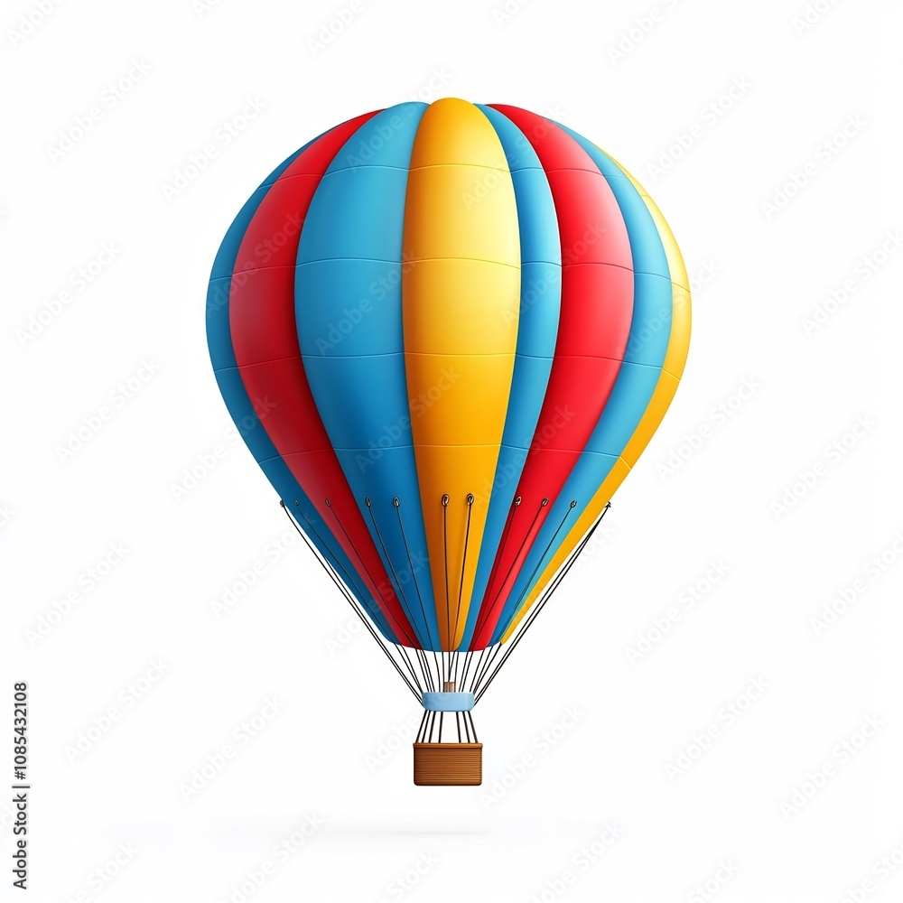 Fototapeta premium Vibrant Hot Air Balloon Icon Symbolizing Adventure and on White Background