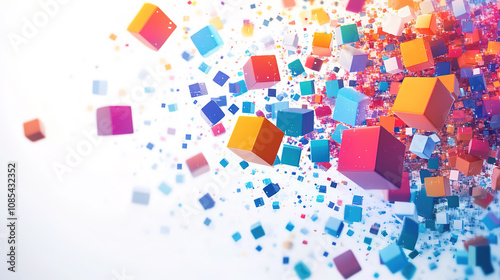 3D rendering abstract cube geometric shape technology style background poster
