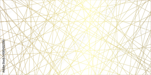 Abstract luxury gold geometric random chaotic lines with many squares and triangles shape background. geometric random chaotic seamless line design with transparent background, vector illustration.