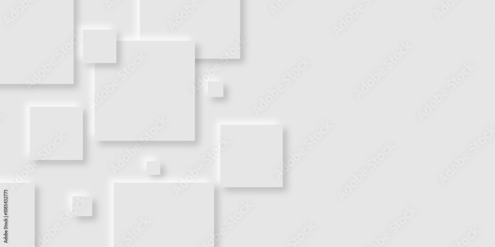 Abstract grey square shape with futuristic concept background.gray paper squares in bright light with shadows.neomorphism Abstract blurred background with Geometric light & white Space design concept Abstract grey square shape with futuristic concept background.gray paper squares in bright light with shadows.neomorphism Abstract blurred background with Geometric light & white Space design concept