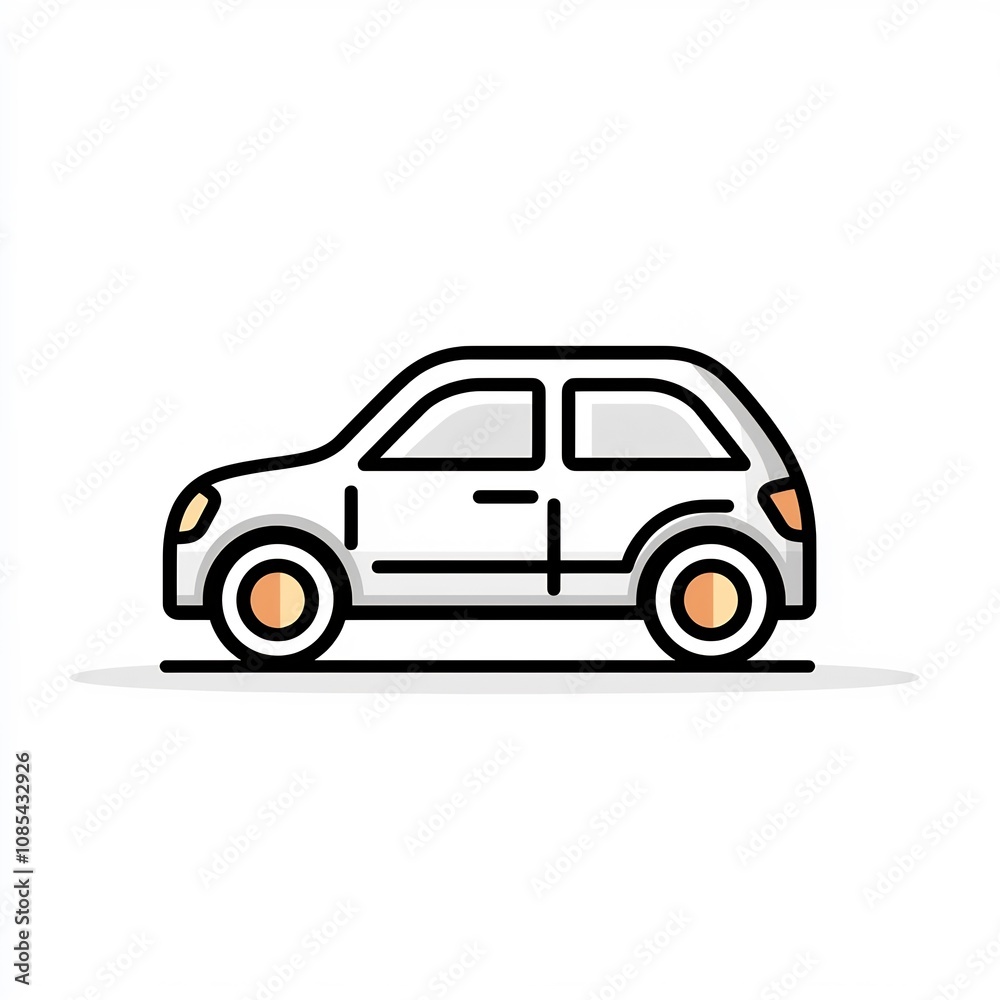 Simple Car Icon Representing Transportation or Road Trip Simple Car Icon Representing Transportation or Road Trip