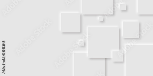 Abstract grey square shape with futuristic concept background.gray paper squares in bright light with shadows.neomorphism Abstract blurred background with Geometric light & white Space design concept