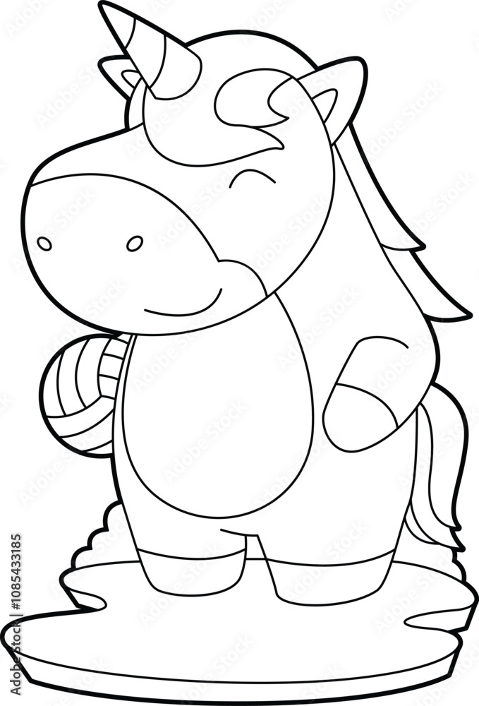 Fototapeta premium Unicorn Volleyball player Volleyball Animal Vector Graphic Art Illustration