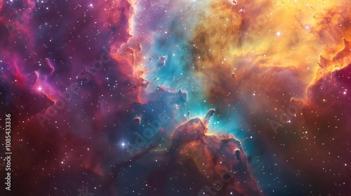 Cosmic Nebula with Vibrant Hues