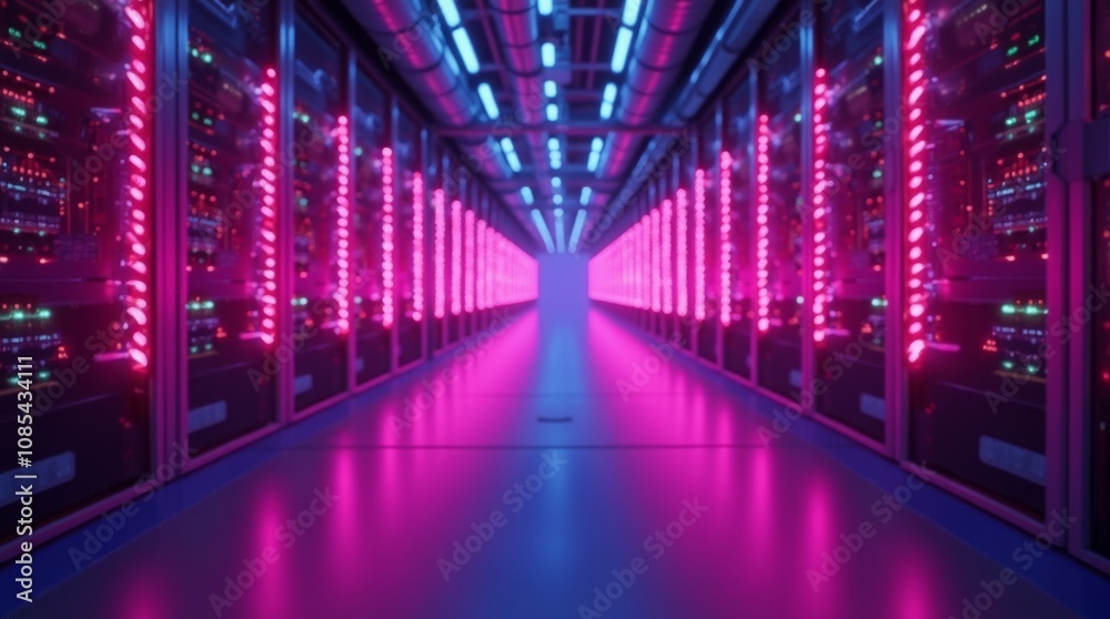 Vibrant Data Center: The Glow of Modern Technology Vibrant Data Center: The Glow of Modern Technology