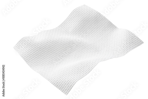 a piece of white tissue paper made of cotton on white background.