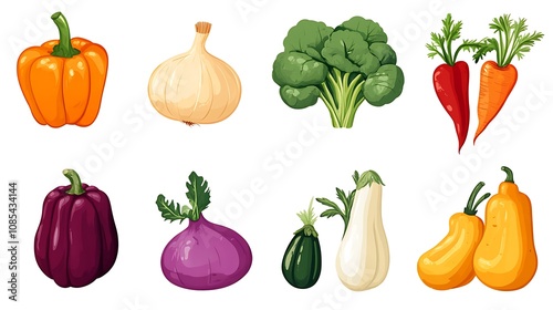 Vibrant Hand-Drawn Illustration of Fresh Vegetables on White Background AI Generated