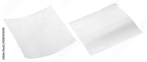 two white kitchen wipes isolated on white background.