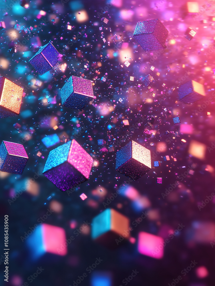 3D rendering abstract cube geometric shape technology style background poster 3D rendering abstract cube geometric shape technology style background poster