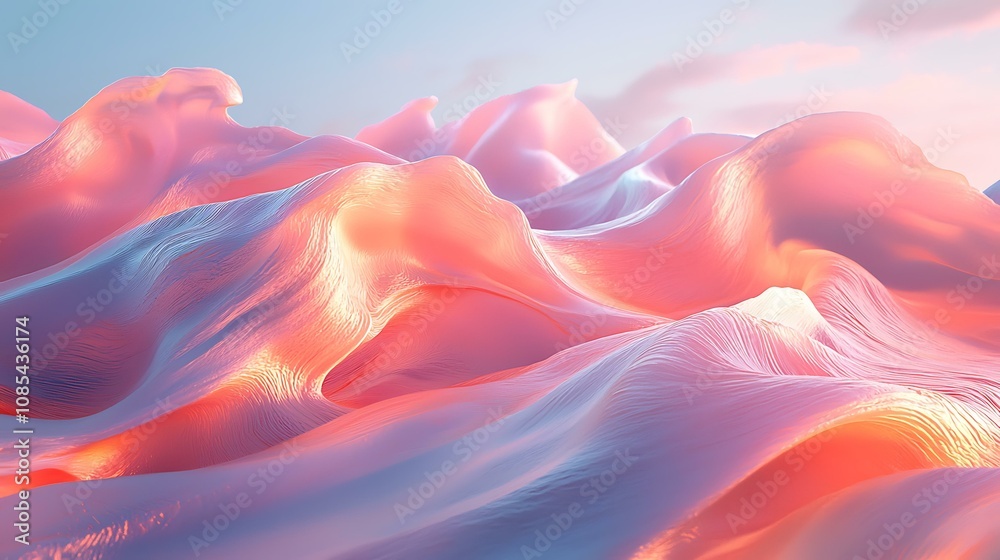 Obraz premium Fluid abstract waves with pastel gradients