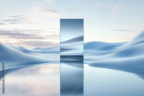 Fototapeta Naklejka Na Ścianę i Meble -  Creative commercial background of high mountain lakes and mirror landscapes