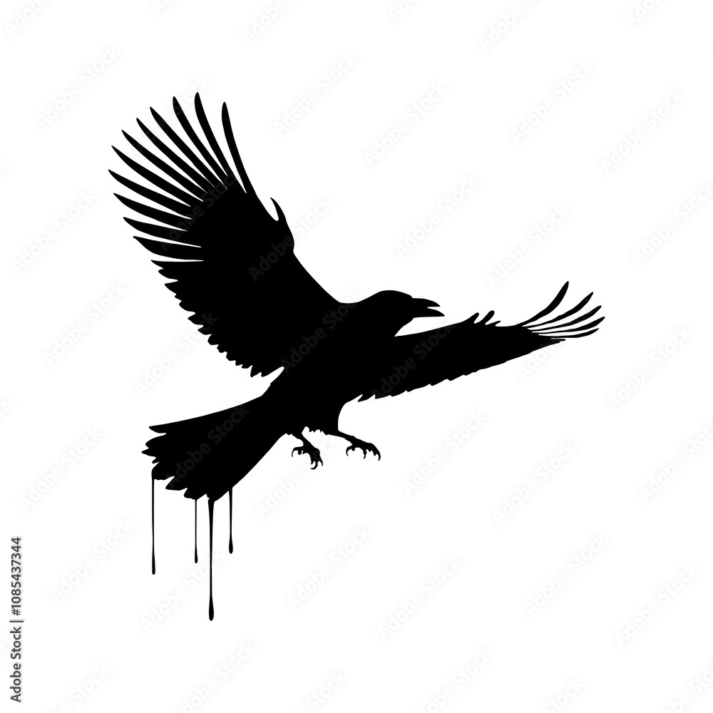 Fototapeta premium Flying Crow bird Silhouette Vector Images 1