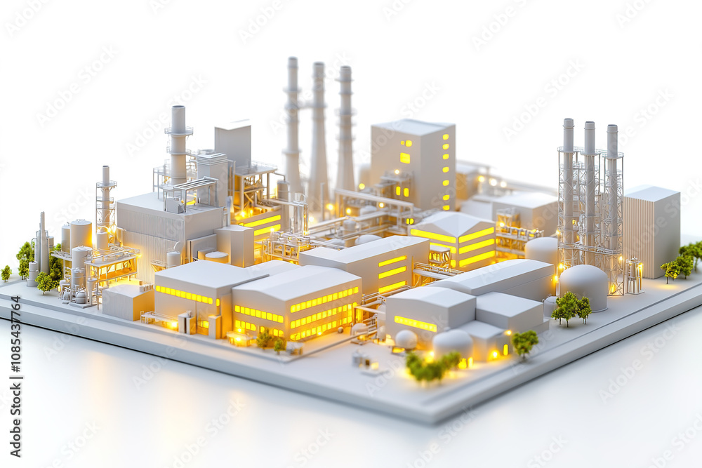 Modern factory 3D display model Modern factory 3D display model