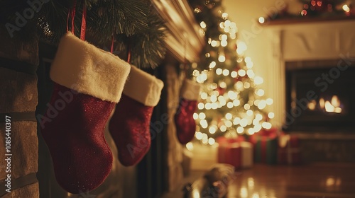 On Christmas Eve, empty stockings were hung on the fireplace.
