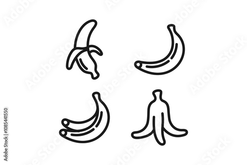 banana fruit icon line set