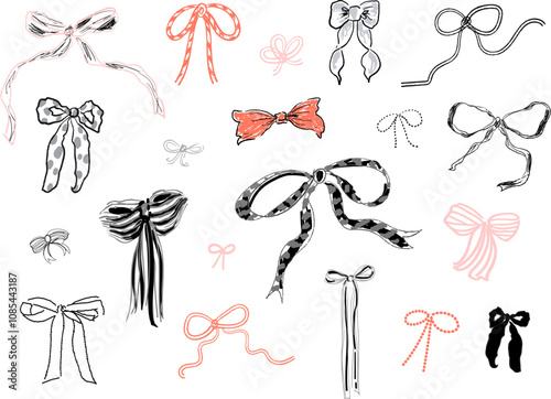 Collection of different hand drawn vector bows