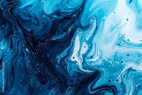 Mesmerizing Blue Swirls: Abstract Fluid Art with Depth and Movement