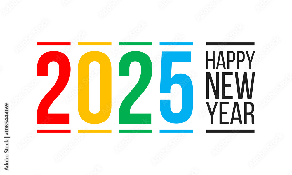 2025 happy new year poster, greeting card or social media post template, white background vector illustration 2025 happy new year poster, greeting card or social media post template, white background vector illustration