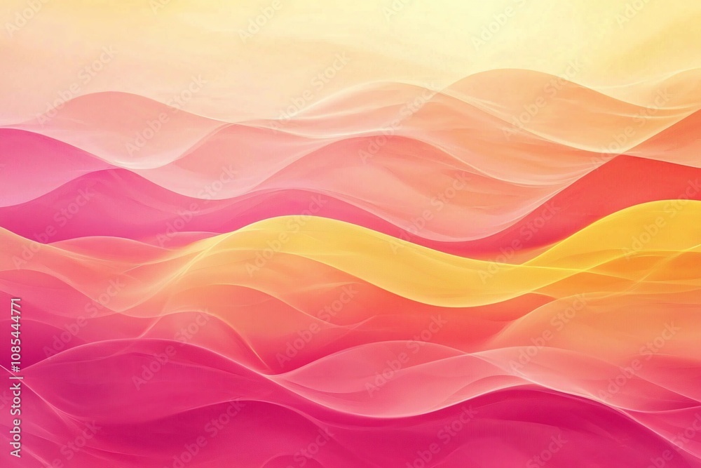 Fototapeta premium Soft Gradient Waves of Pink and Yellow: A Tranquil Abstract Design