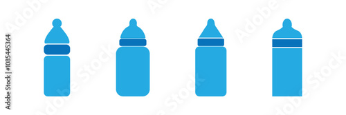 Baby bottle icon in filled outline style. For your design, logo. Vector illustration.