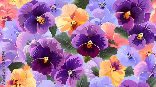 Vintage pansy bouquet illustration poster background