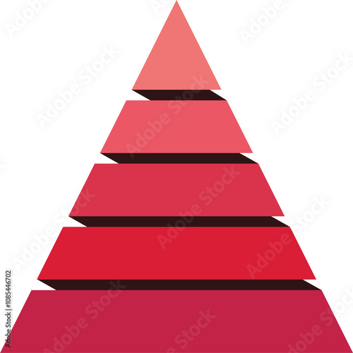A pyramid design scheme for infographic. Vector color template illustration for visual presentations, educational purposes. Hierarchical layout.