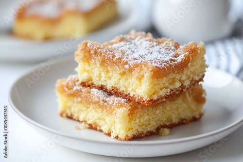 Deliciously Moist Lemon Cake Bars with Powdered Sugar Topping