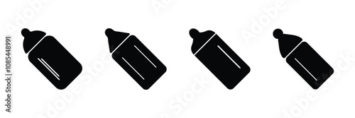 Baby bottle icon, black silhouette, feeding and infant care symbol