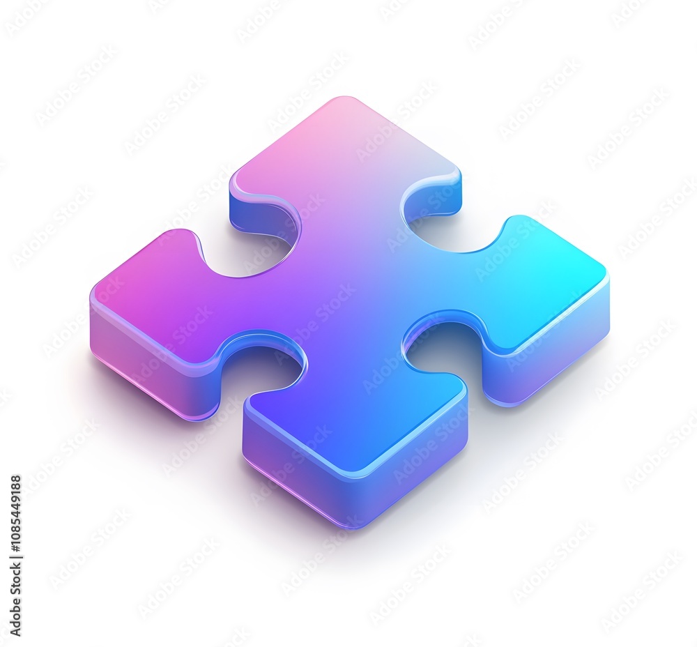 Obraz premium A Single Gradient Colored Puzzle Piece Isolate