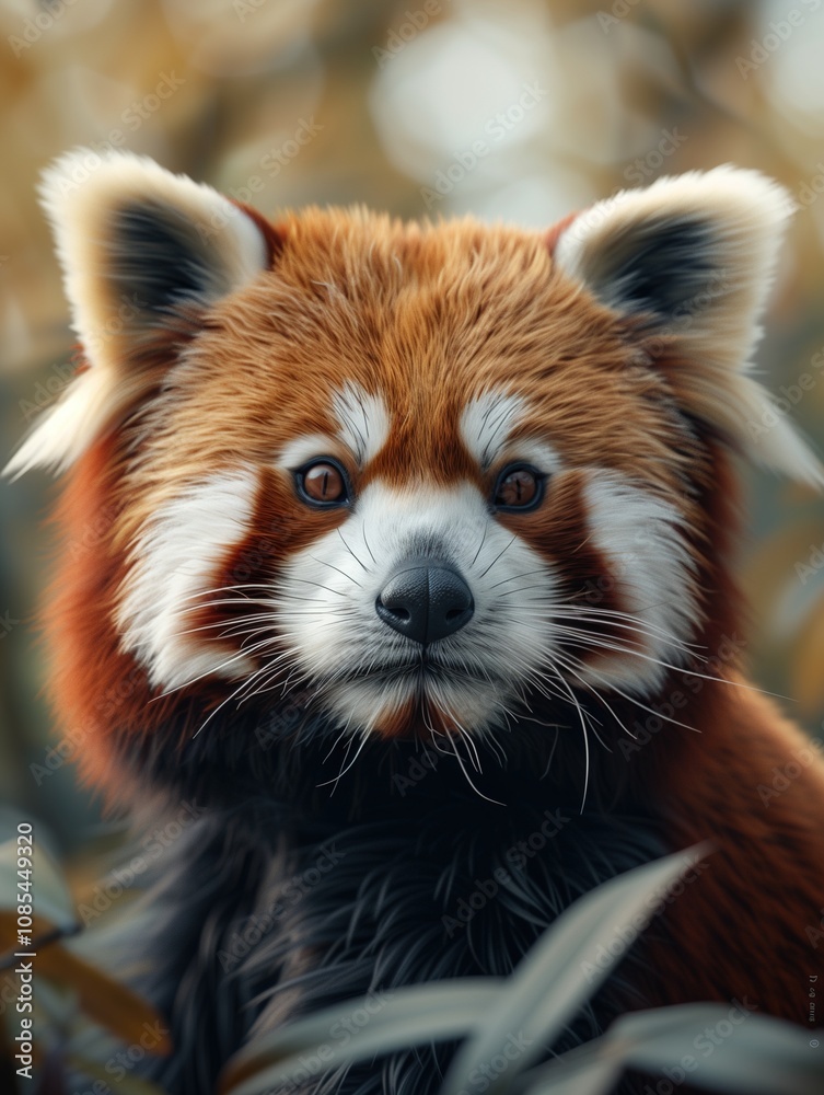 Red Panda, Ailurus fulgens, Lesser Panda Wildlife Close Up in Forest