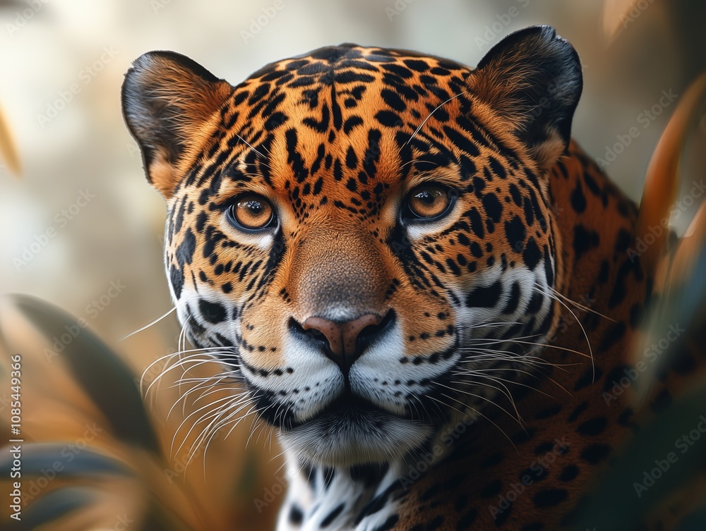 Obraz premium Close up of Jaguar, Panthera onca, in Tropical Forest