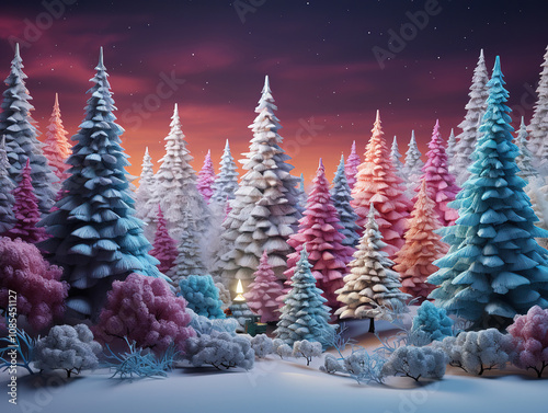 Outstanding A serene snowy forest with tall coniferous trees draped in snow photo