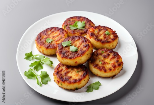 Delicious Aloo Tikki: Traditional Indian Snack Served on White Plate