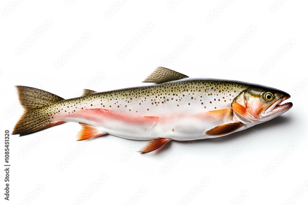 Aquatic Beauty: Natural Trout Fish Against a Crisp White Backdrop Aquatic Beauty: Natural Trout Fish Against a Crisp White Backdrop