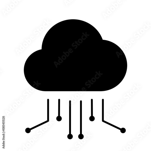 cloud computing vector glyph flat icon sign symbol logo illustration, isolated on white