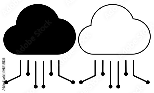 cloud computing vector glyph flat icon sign symbol logo illustration, isolated on white