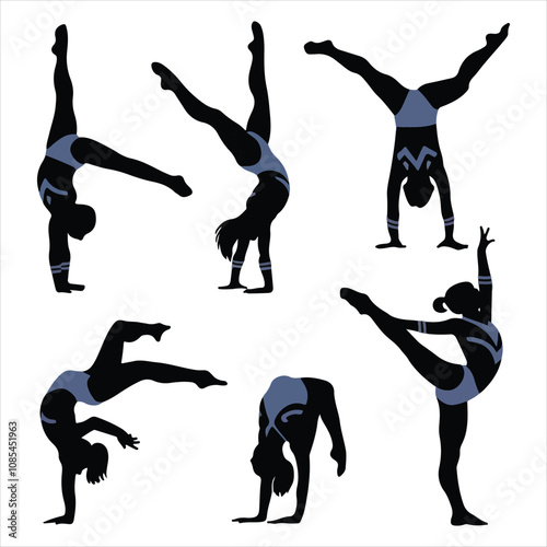set of vector icon gymnast silhouette	
