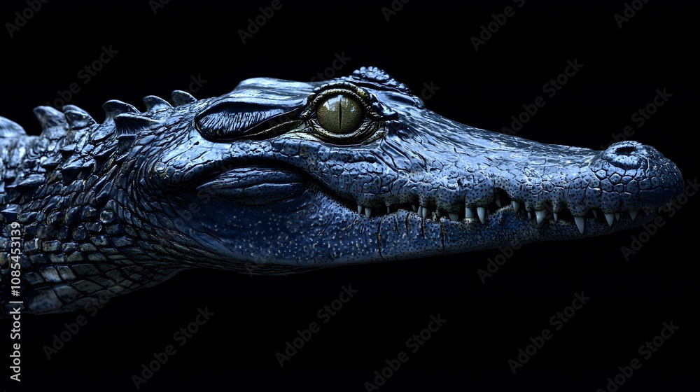 Obraz premium Juvenile Crocodile Portrait Dark Background