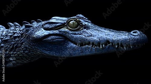 Juvenile Crocodile Portrait Dark Background