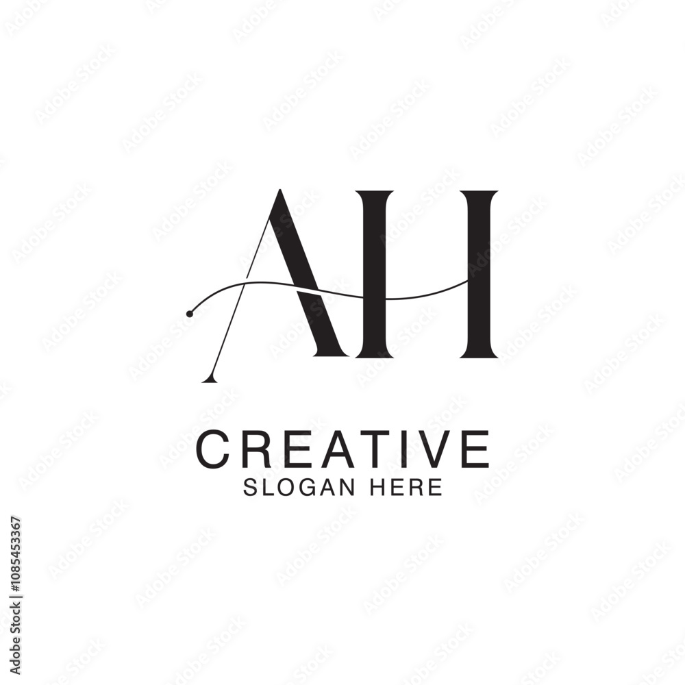 Modern Creative AH Logo Design. icon initial Based Monogram and Letters in Luxury vector