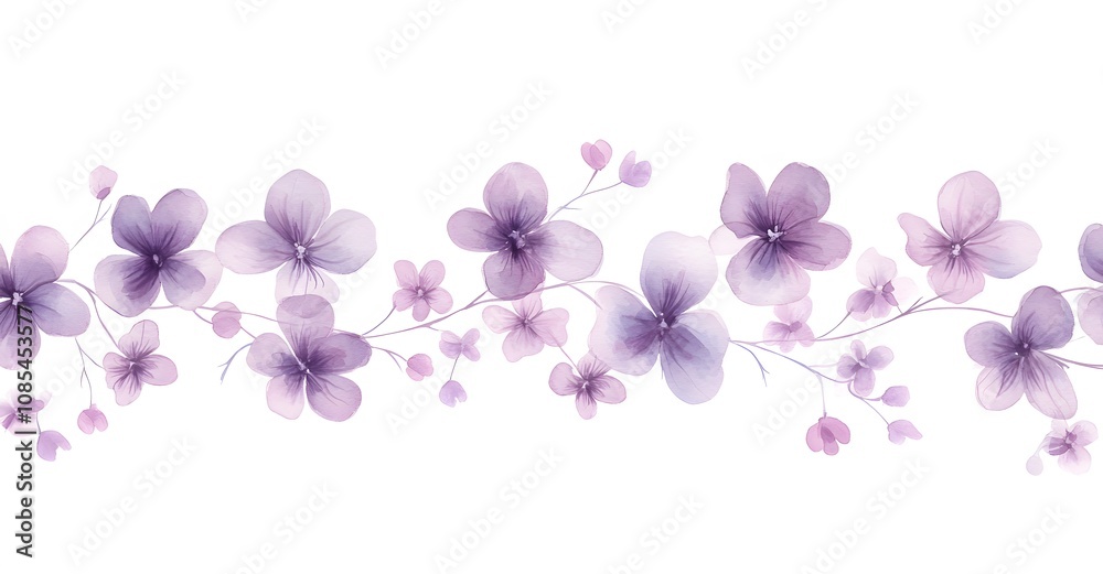 Obraz premium Watercolor Lavender Flowers Delicate Branch Floral Design