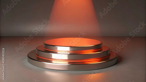 Red Podium with Spotlight: A Simple Design Ideal for Branding and Product Display