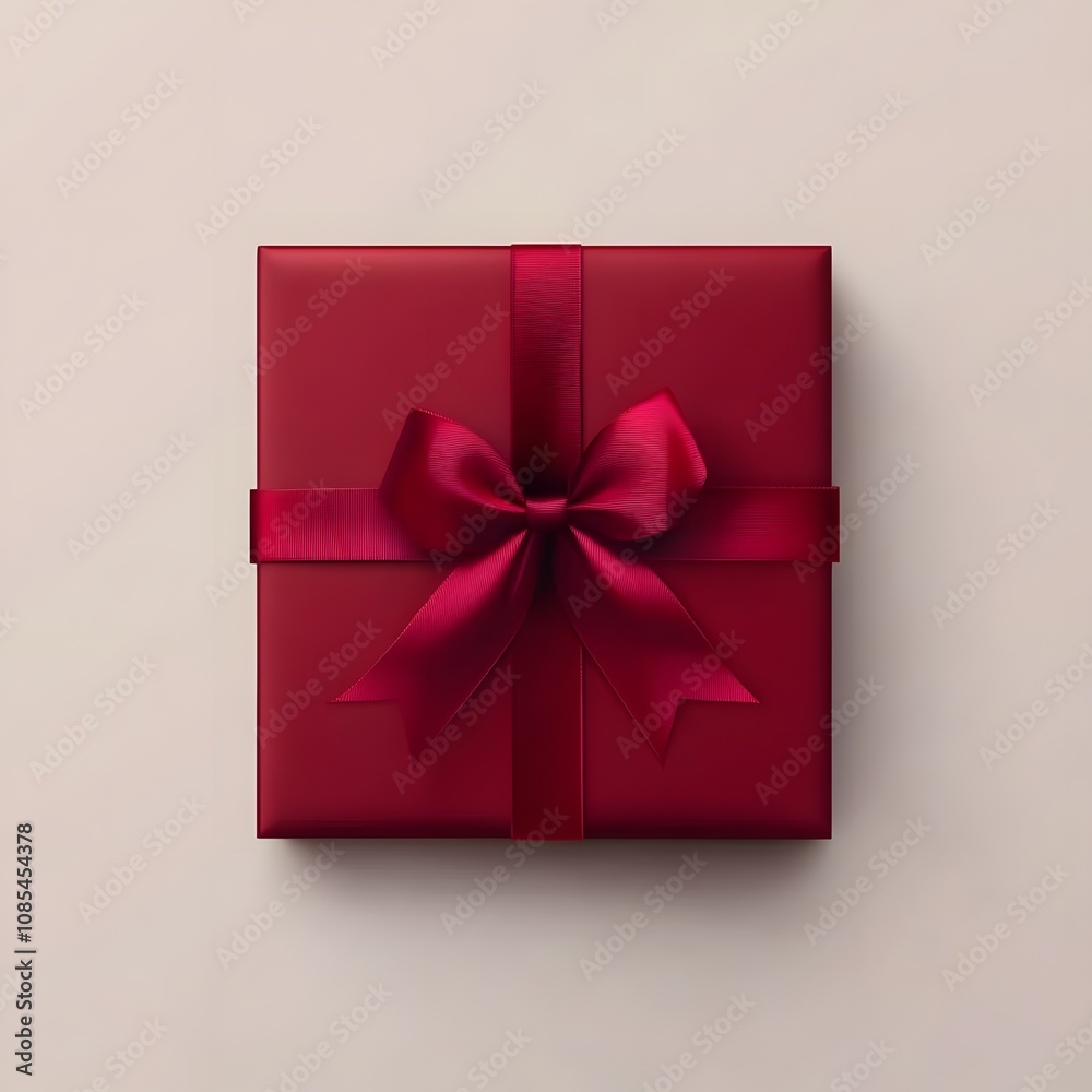 A Crimson Gift Box With A Matching Bow A Crimson Gift Box With A Matching Bow