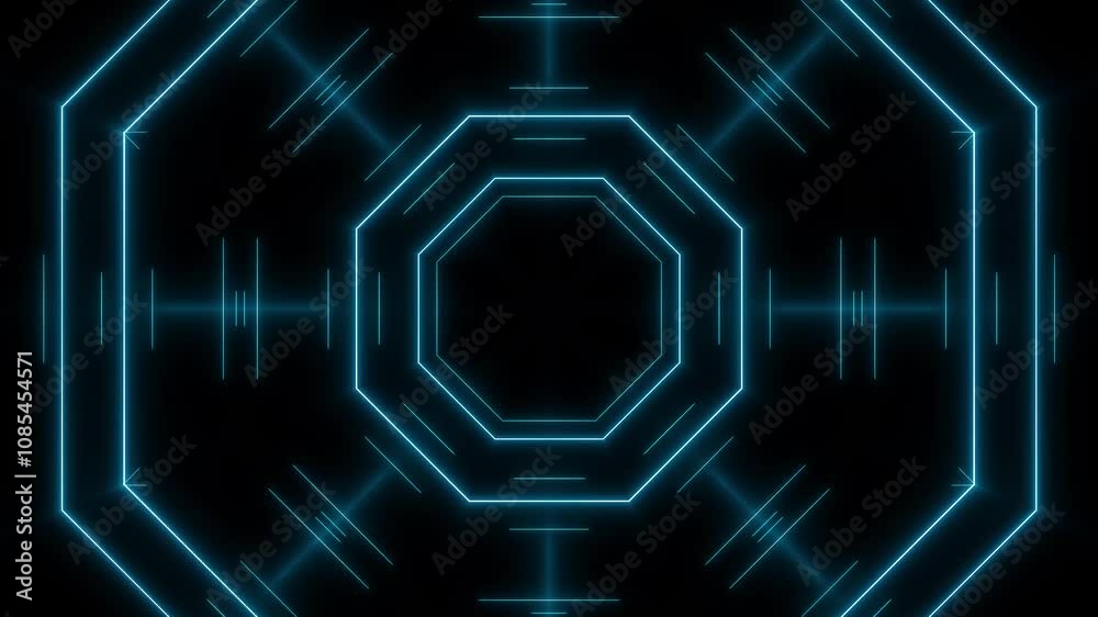 Neon line mandala animation background. Neon line mandala animation background.