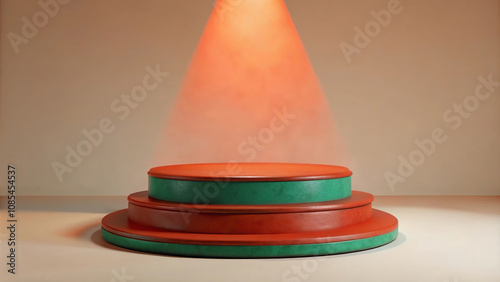 Red Podium with Spotlight: A Simple Design Ideal for Branding and Product Display