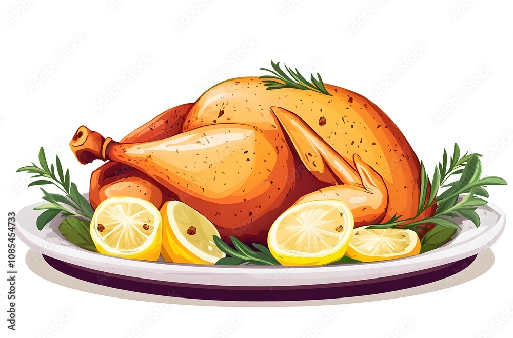 Roasted Chicken Garnishes Lemon Rosemary Platter Roasted Chicken Garnishes Lemon Rosemary Platter