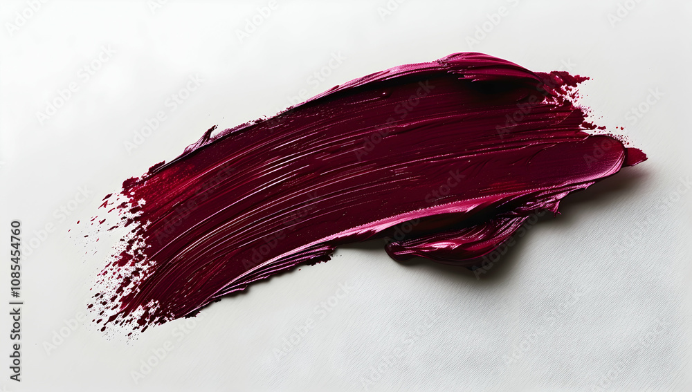 A single stroke of maroon lipstick on a white background A single stroke of maroon lipstick on a white background