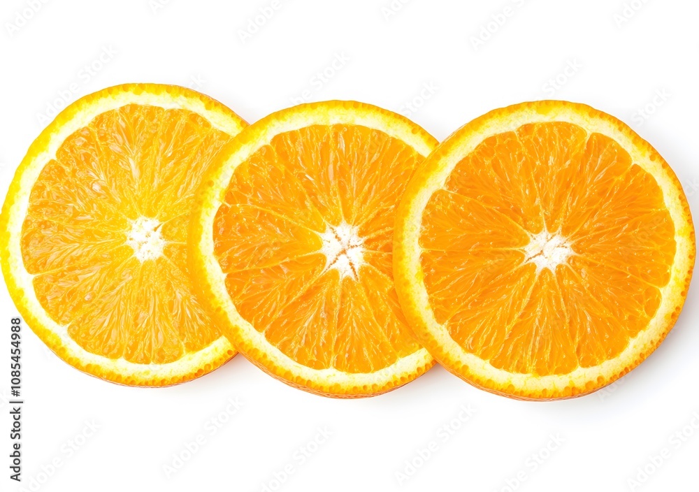Three Slices Of Orange Arranged In A Row
